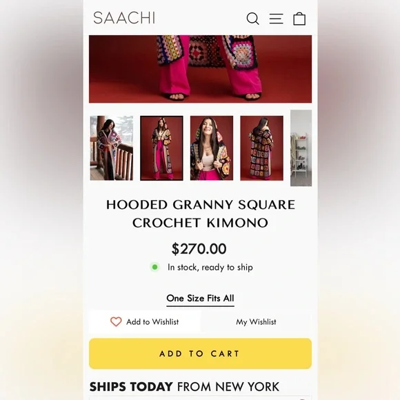 ♥️ 2X HOST PICK ♥️ SAACHI granny square duster with hood S/M - Picture 7 of 8